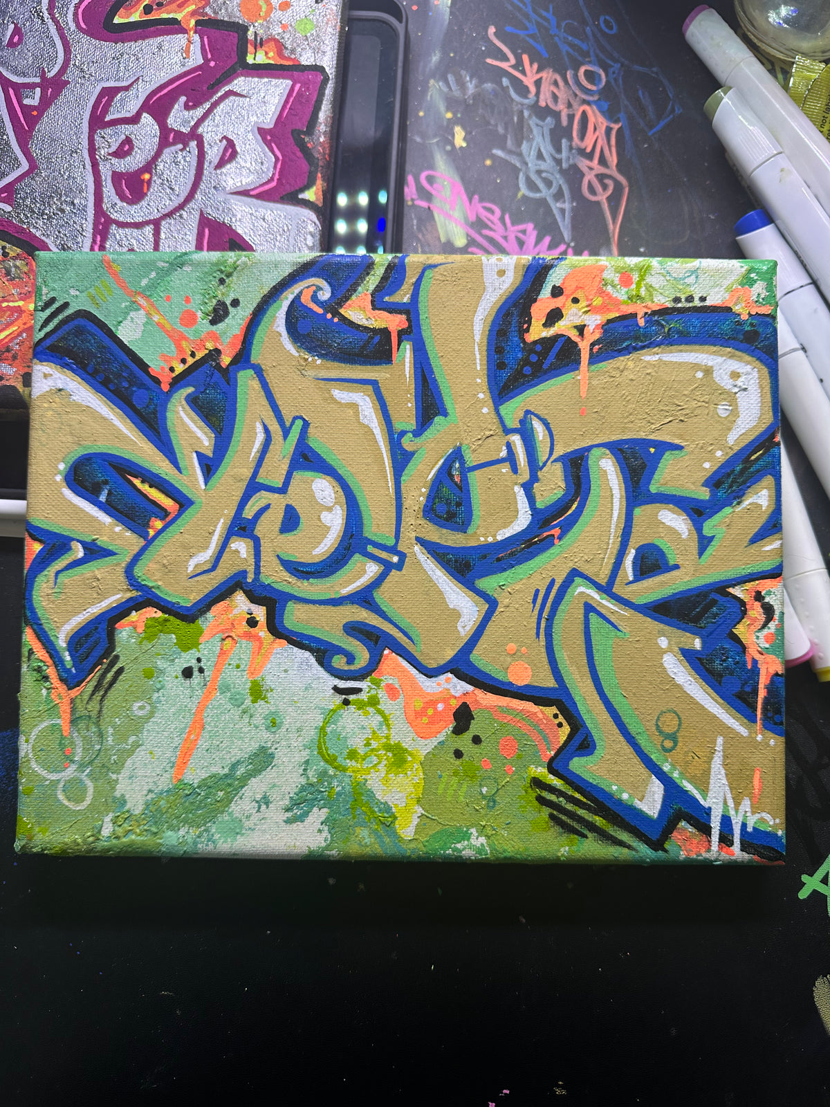 Back Kick 8x10 Original Graffiti Canvas by Kepts