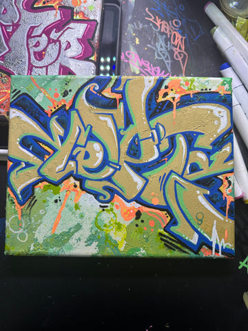 Back kick 8x10 graffiti canvas