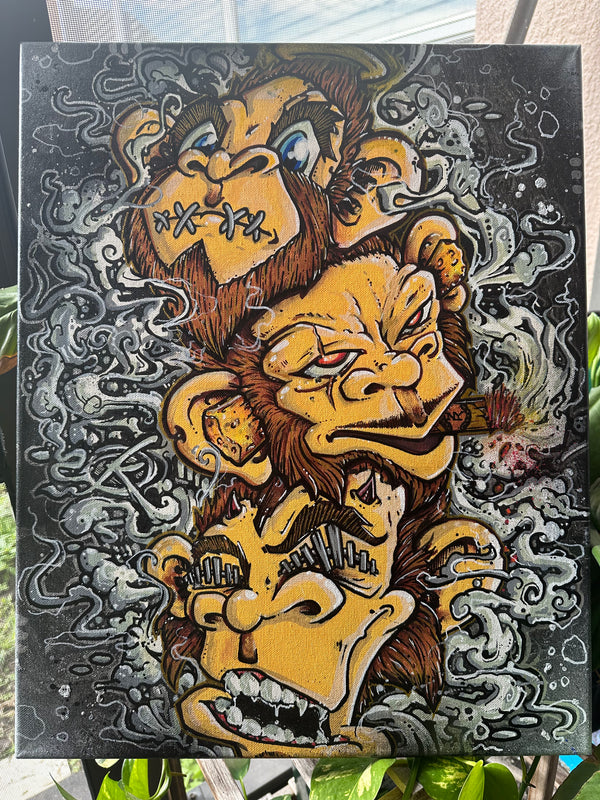 Hear See Speak No 18x20 Original Graffiti Canvas by Kepts