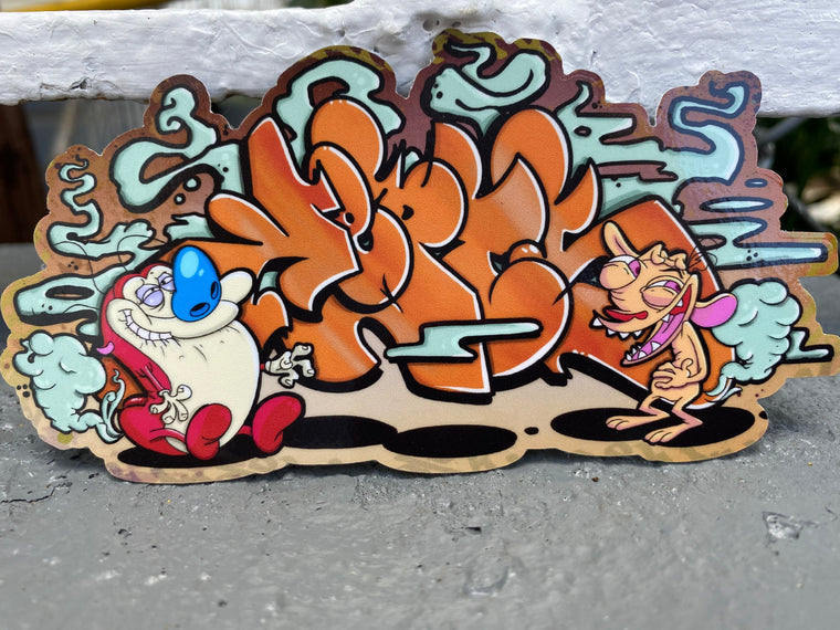 Ren and Stimpy Die-Cut Graffiti Vinyl Sticker