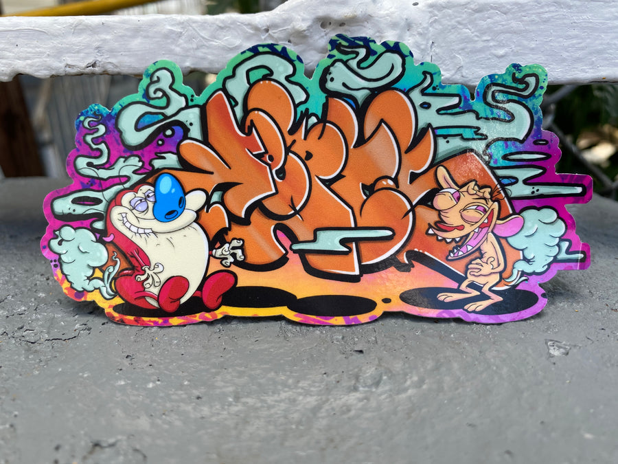 REN and stimpy die cut graffiti sticker